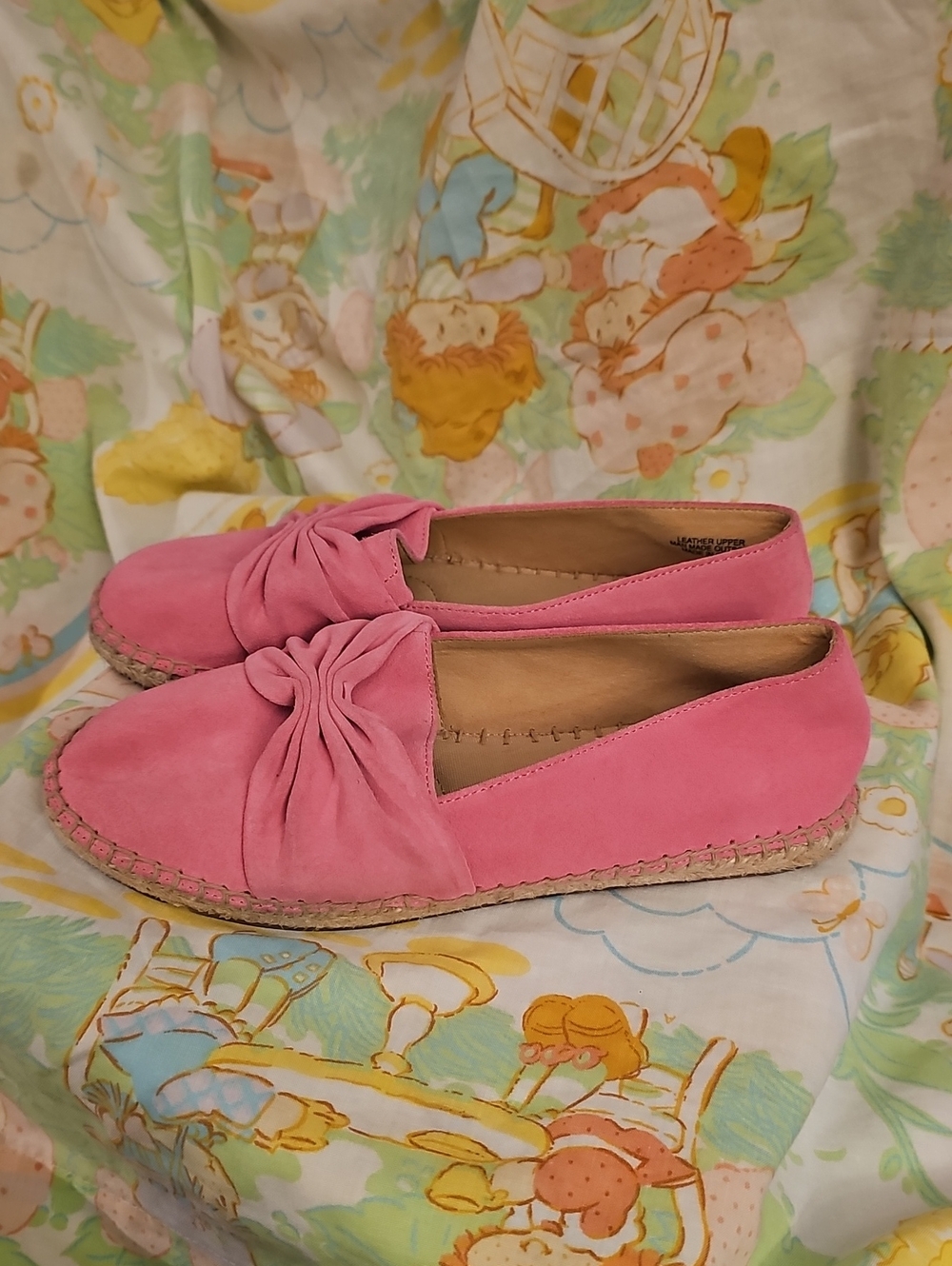 Talbots Izzy Pink Suede Knot Espadrille Flats Loafers Size 8